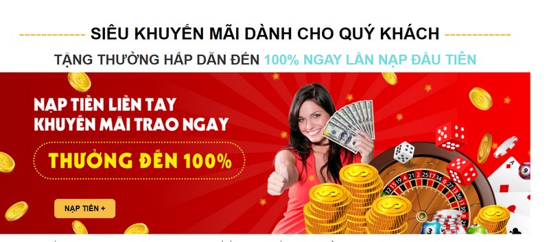 Ưu đãi tặng thành viên đăng ký thành công 100% tiền nạp đầu